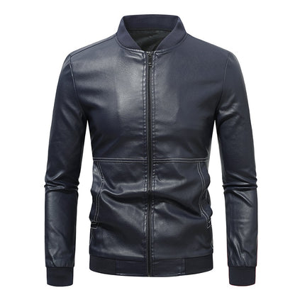 Men's Premium PU Leather Jackets Slim Fit Solid Color | JK90