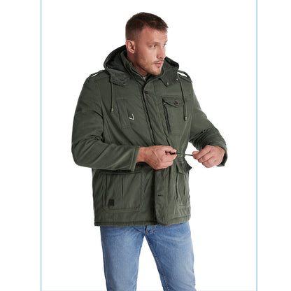 Thick Hooded Lamb Wool Men's Premium Multipockets Jacket | 3256