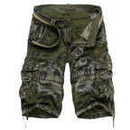 Herren-Cargo-Shorts mit Leopardenmuster und Camouflage-Muster, entspannte Passform, mehrere Taschen – 2292