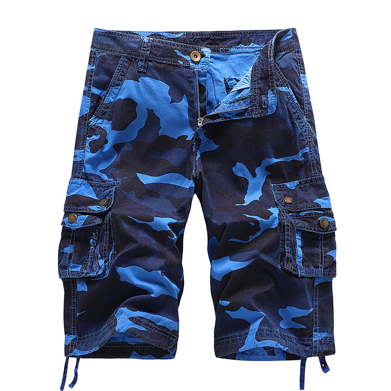 Herren Cargo-Shorts aus Baumwolle mit entspannter Passform, Camouflage-Muster, A083