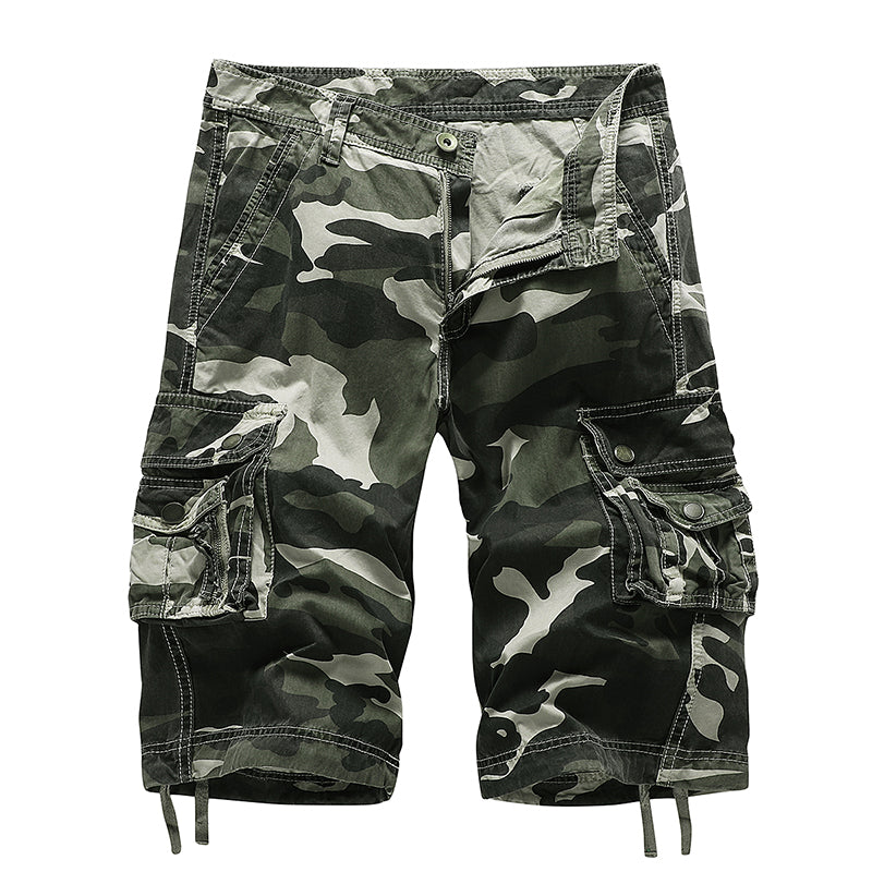 Herren Cargo-Shorts aus Baumwolle mit entspannter Passform, Camouflage-Muster, A083