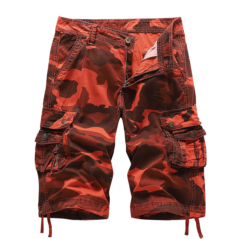 Herren Cargo-Shorts aus Baumwolle mit entspannter Passform, Camouflage-Muster, A083