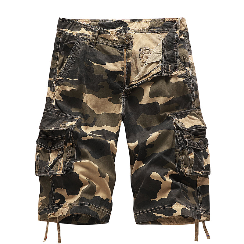 Herren Cargo-Shorts aus Baumwolle mit entspannter Passform, Camouflage-Muster, A083