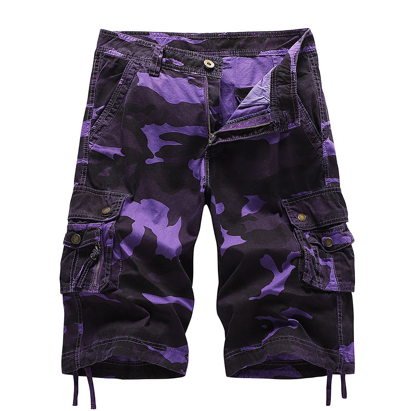 Herren Cargo-Shorts aus Baumwolle mit entspannter Passform, Camouflage-Muster, A083