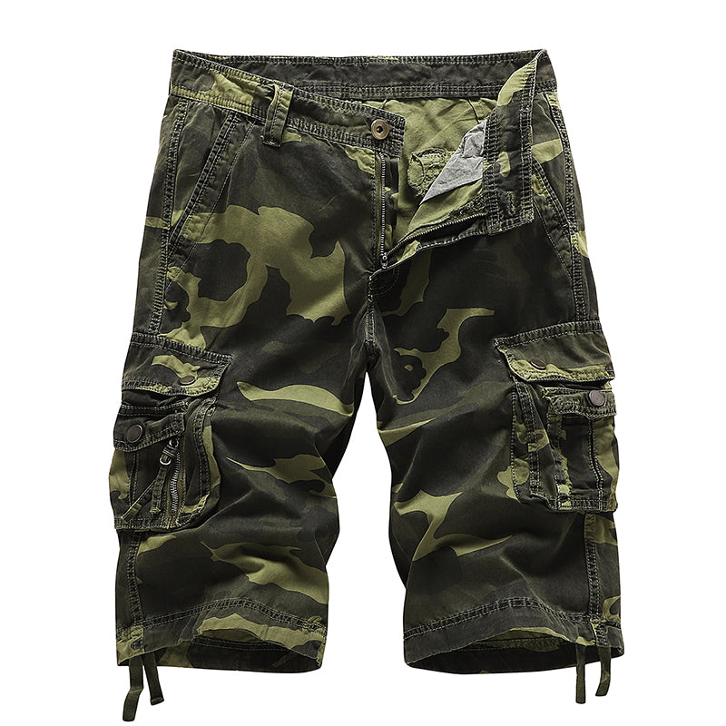 Herren Cargo-Shorts aus Baumwolle mit entspannter Passform, Camouflage-Muster, A083