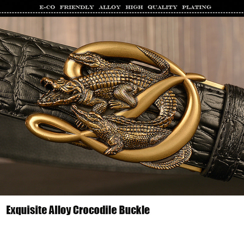 Herrengürtel aus echtem Leder mit automatischer Schnalle aus Legierung | TEY02