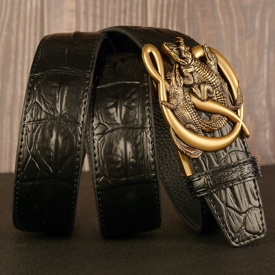 Herrengürtel aus echtem Leder mit automatischer Schnalle aus Legierung | TEY02