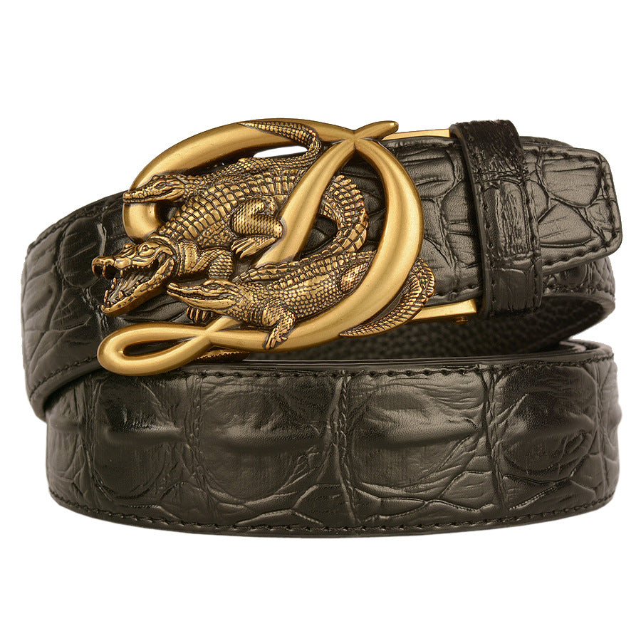 Herrengürtel aus echtem Leder mit automatischer Schnalle aus Legierung | TEY02