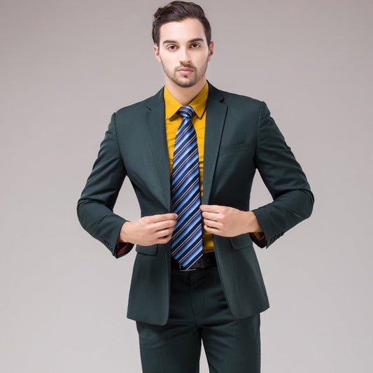 Ensemble 2 pièces de costume vert pour homme coupe slim smoking -X16