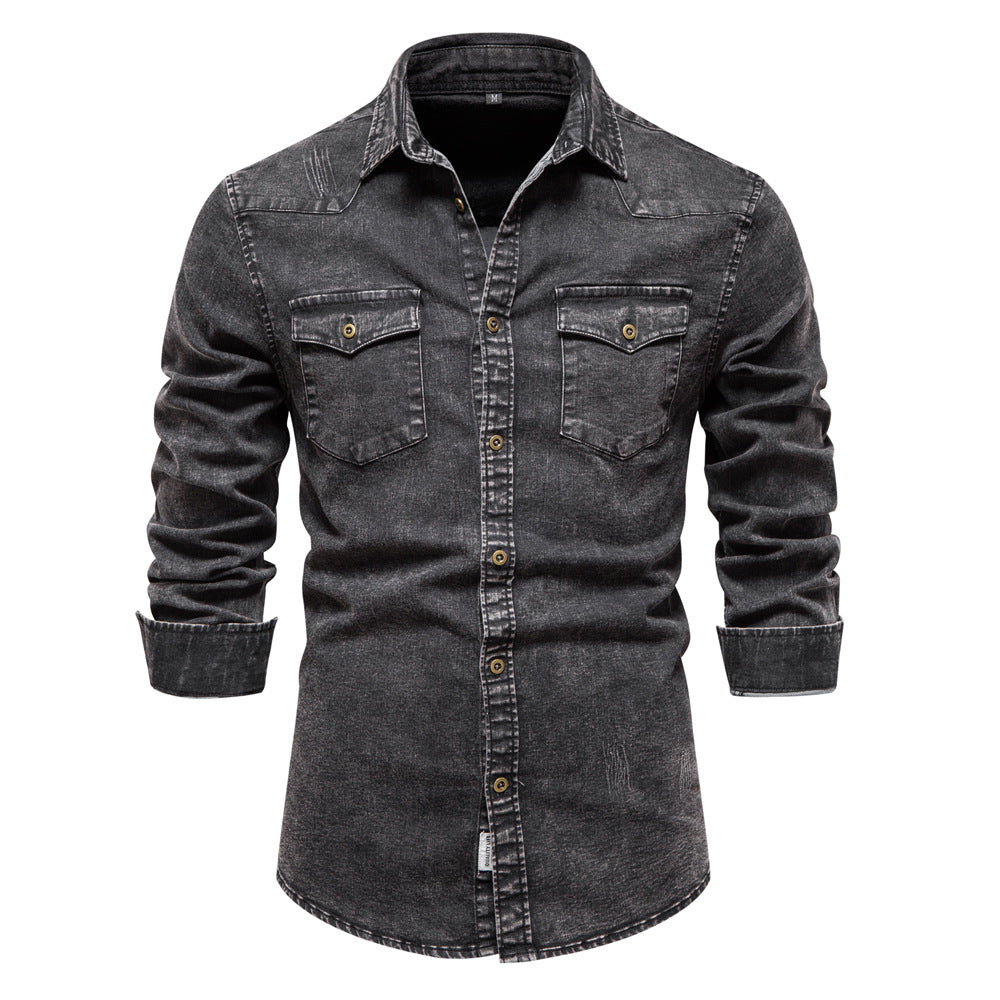 Chemises à manches longues en denim léger pour hommes | 6012