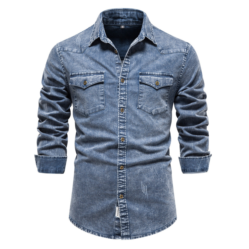 Chemises à manches longues en denim léger pour hommes | 6012