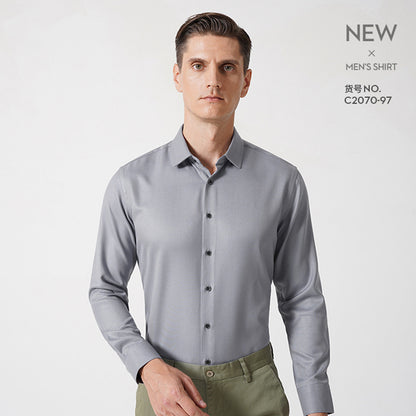 Chemise habillée pour homme de qualité supérieure, coupe standard, col flexible, en coton uni | C2070