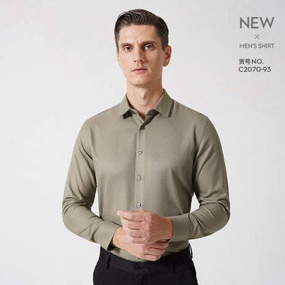 Chemise habillée pour homme de qualité supérieure, coupe standard, col flexible, en coton uni | C2070