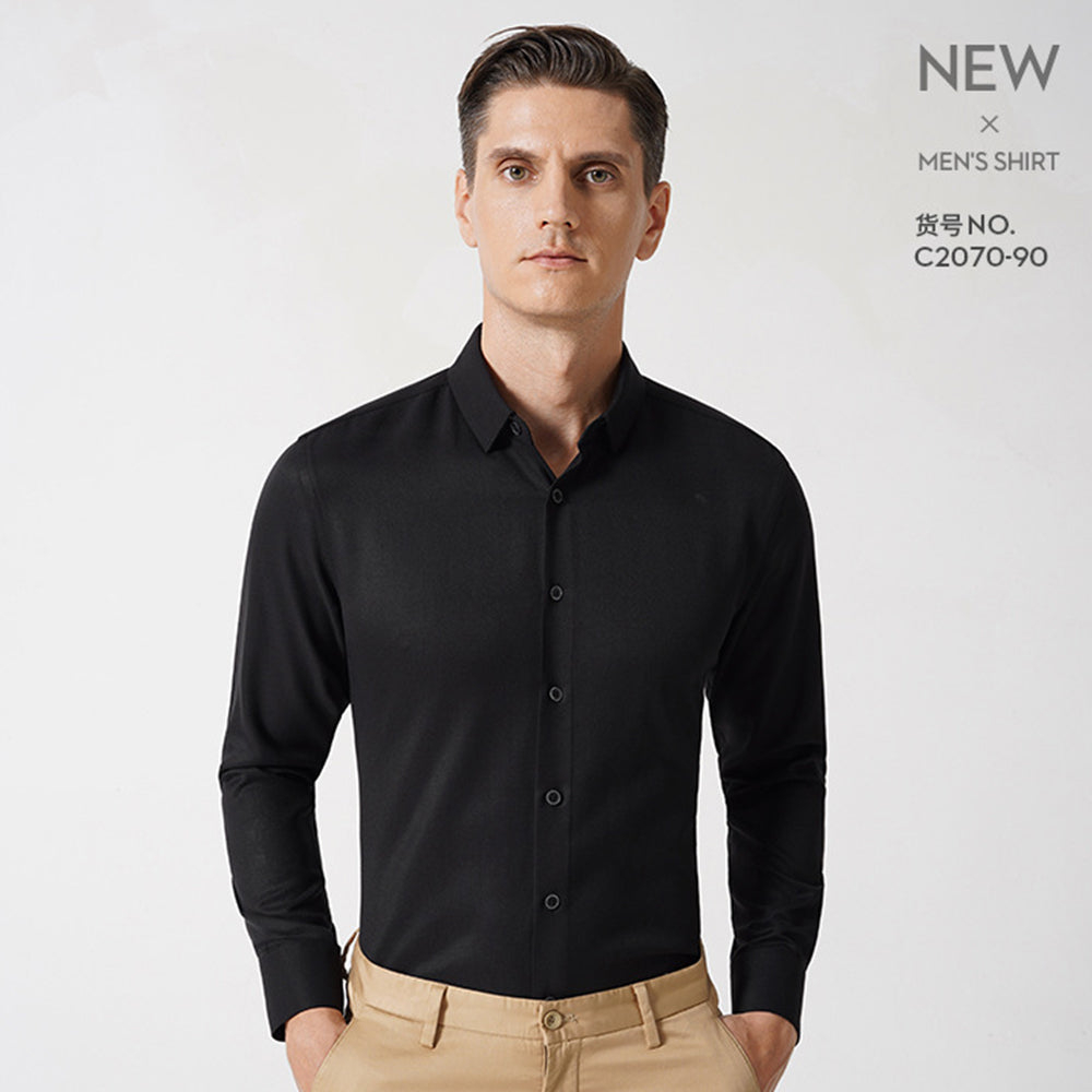 Chemise habillée pour homme de qualité supérieure, coupe standard, col flexible, en coton uni | C2070