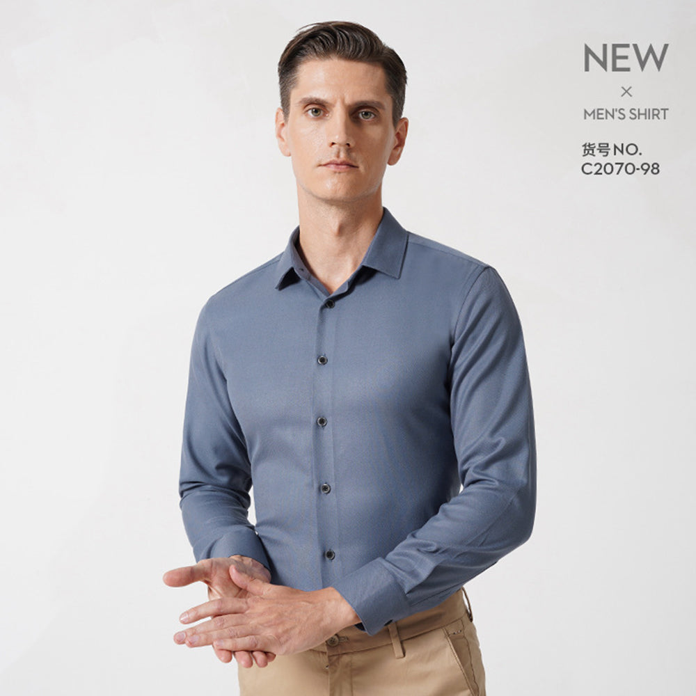 Chemise habillée pour homme de qualité supérieure, coupe standard, col flexible, en coton uni | C2070