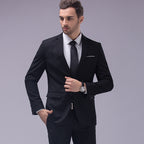 Premium Cotton Blend Gents Suit Smart Fit Suits Work Wedding Casual Business Tuxedo 2 Piece Set