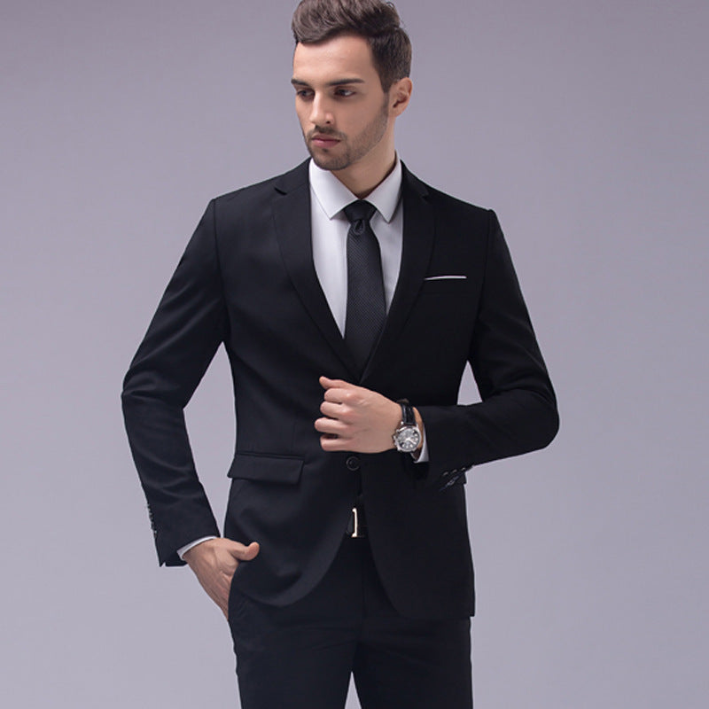 Premium Cotton Blend Gents Suit Smart Fit Suits Work Wedding Casual Business Tuxedo 2 Piece Set
