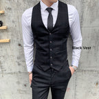 3-teiliger Slim Fit-Anzug für Herren mit Karomuster, formeller Business-Smoking, Blazer + Weste + Hose | 812