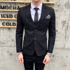 3-teiliger Slim Fit-Anzug für Herren mit Karomuster, formeller Business-Smoking, Blazer + Weste + Hose | 812