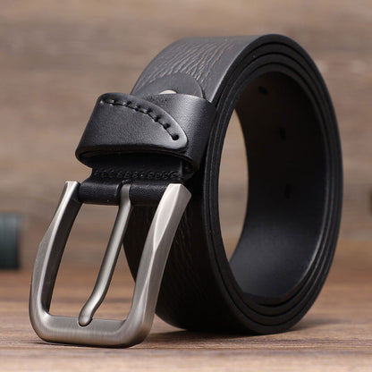 Luxury Genuine Leather Belt For Suits Pants Jeans Uniform With Single Prong Buckle Belts