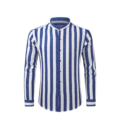 Men's Casual Long Sleeve Button-Down Shirts Striped Dress Shirts | MC255371