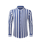 Herren Button-Down-Langarmhemden Modisches Baumwoll-Leinen-Streifen-Freizeit-Strandhemd | MC255371-7019 