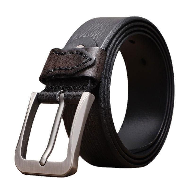 Luxury Genuine Leather Belt For Suits Pants Jeans Uniform With Single Prong Buckle Belts