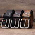 Luxus-Gürtel aus echtem Leder für Anzüge, Hosen, Jeans, Uniformen mit Gürteln mit einer Zinkenschnalle