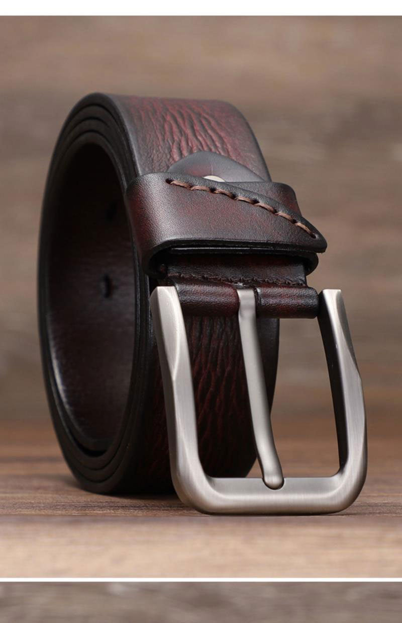 Luxury Genuine Leather Belt For Suits Pants Jeans Uniform With Single Prong Buckle Belts