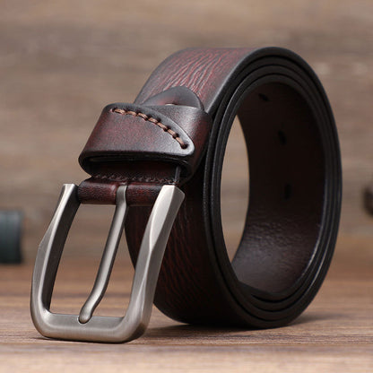 Luxury Genuine Leather Belt For Suits Pants Jeans Uniform With Single Prong Buckle Belts