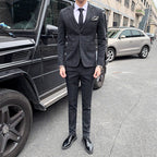 3-teiliger Slim Fit-Anzug für Herren mit Karomuster, formeller Business-Smoking, Blazer + Weste + Hose | 812