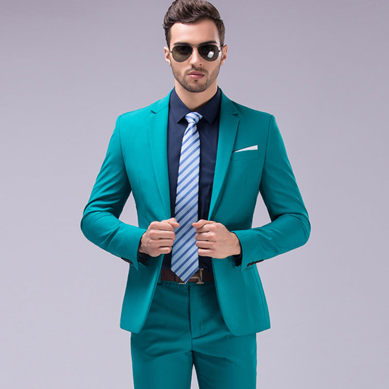 Men's Teal Green Suits 2pcs Sets Slim Fit Suit Tuxedo Wedding Party Function Tuxedo For Business and Casual Wear - X16