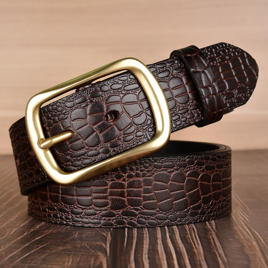 Genuine Full Grain Leather Mock Print 38mm Harness Belt Strap | TCZK06