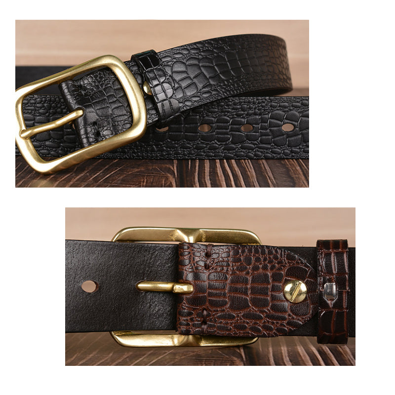 Echter Vollnarbenleder-Mock-Print 38mm Harness-Gurtriemen | TCZK06