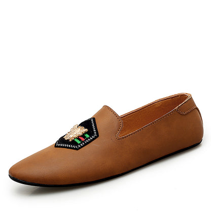 Mocassins élégants pour hommes Chaussures en cuir avec broderie d'abeille pour hommes | 597 