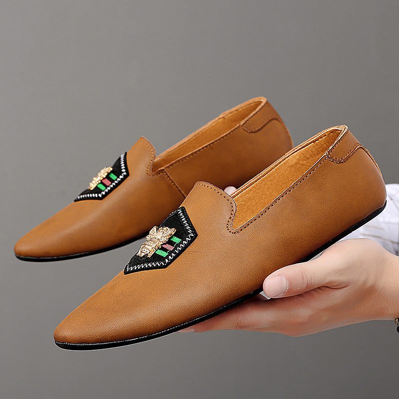 Mocassins élégants pour hommes Chaussures en cuir avec broderie d'abeille pour hommes | 597 