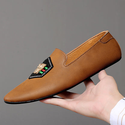 Mocassins élégants pour hommes Chaussures en cuir avec broderie d'abeille pour hommes | 597 