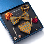Herren Gold Formale Solide Krawatte Seide Einstecktuch Manschettenknöpfe mit Geschenkbox | LB223