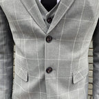 3-teiliger Slim Fit-Anzug für Herren mit Karomuster, formeller Business-Smoking, Blazer + Weste + Hose | 812