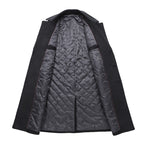 Herren Premium Wollmischung Zweireihiger Steppmantel Lang | xz1721