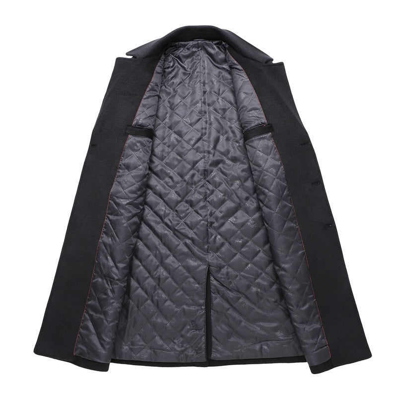 Herren Premium Wollmischung Zweireihiger Steppmantel Lang | xz1721