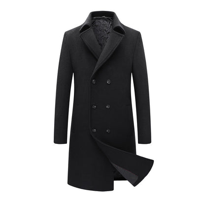 Manteau long matelassé à double boutonnage en laine mélangée de qualité supérieure pour homme | xz1721