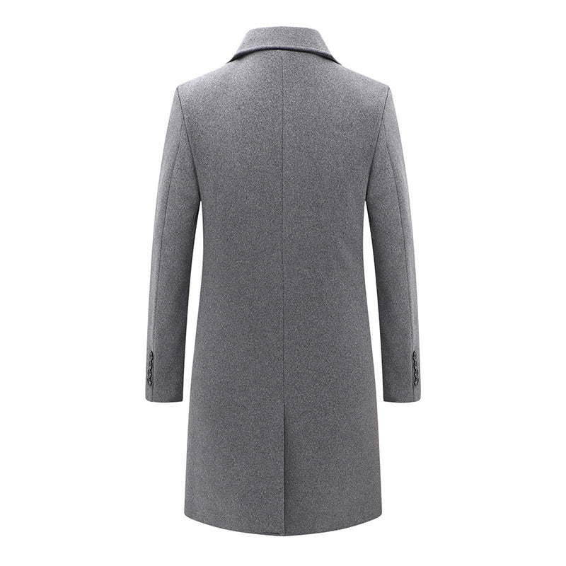 Manteau long matelassé à double boutonnage en laine mélangée de qualité supérieure pour homme | xz1721