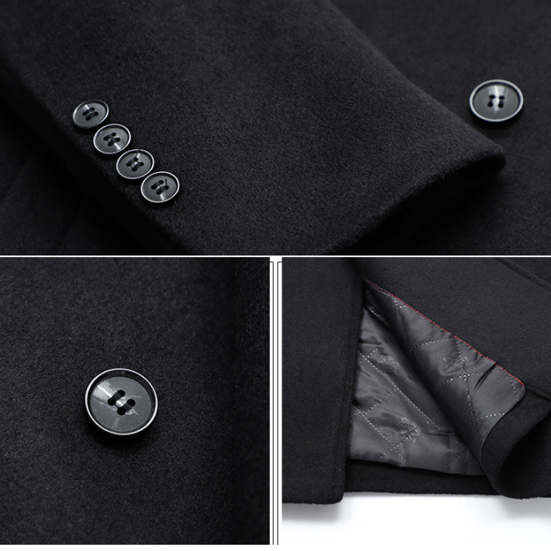 Herren Premium Wollmischung Zweireihiger Steppmantel Lang | xz1721