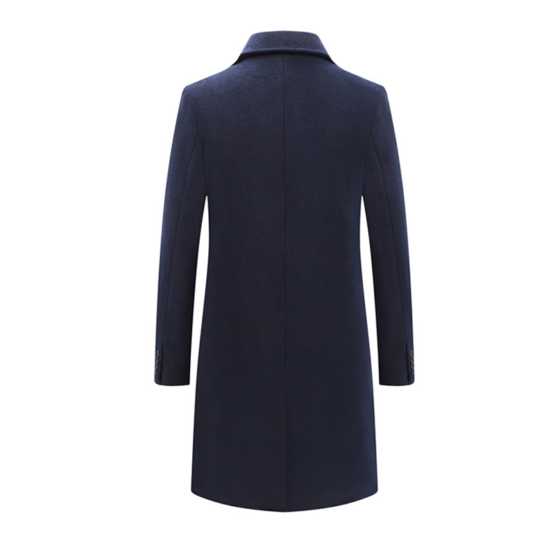 Manteau long matelassé à double boutonnage en laine mélangée de qualité supérieure pour homme | xz1721