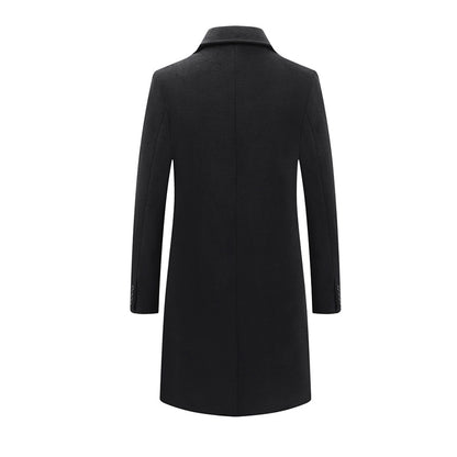 Manteau long matelassé à double boutonnage en laine mélangée de qualité supérieure pour homme | xz1721