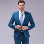 Premium Cotton Blend Gents Suit Smart Fit Suits Work Wedding Casual Business Tuxedo 2 Piece Set