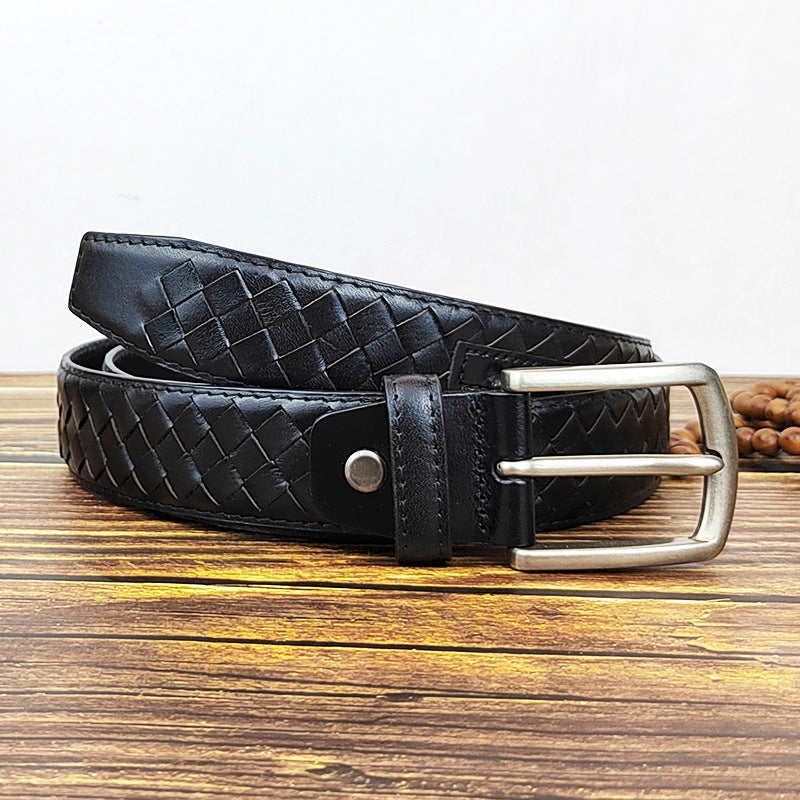 Genuine Top Grain Leather braided belt For Men 1 3/8" width | NH0005