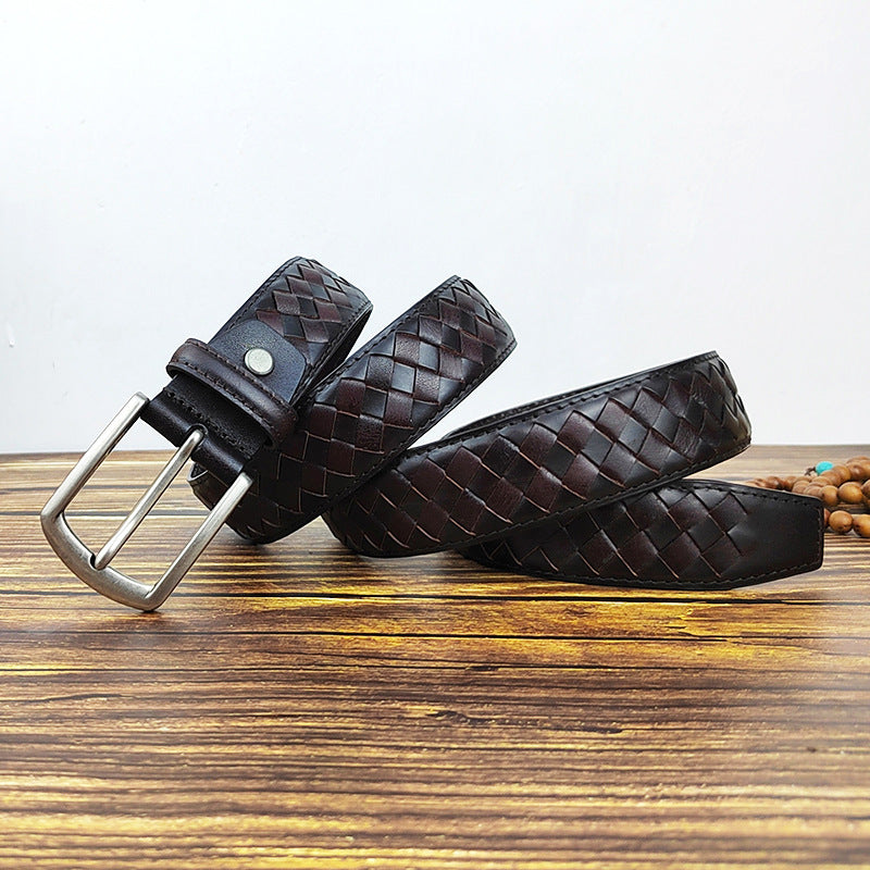 Echter geflochtener Gürtel aus Top-Grain-Leder für Herren, 1 3/8" Breite | NH0005