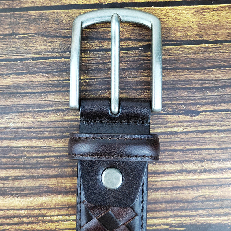 Echter geflochtener Gürtel aus Top-Grain-Leder für Herren, 1 3/8" Breite | NH0005